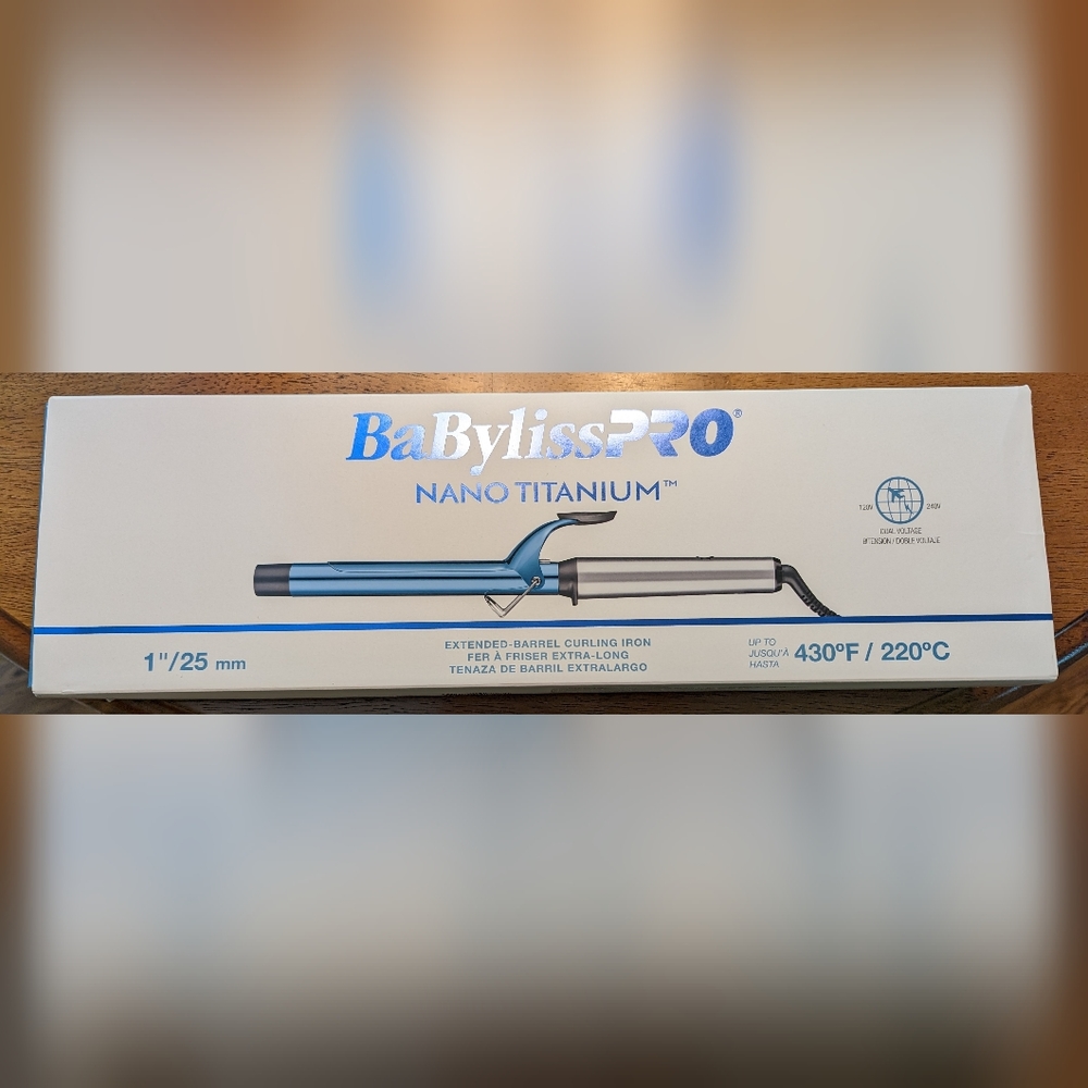 Babyliss Pro Nano Titanium 1 in Digital Extended Barrel Curling Wand Iron.